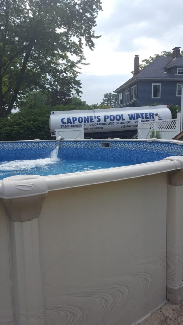 A pool that has been opened up and is ready for the summer.