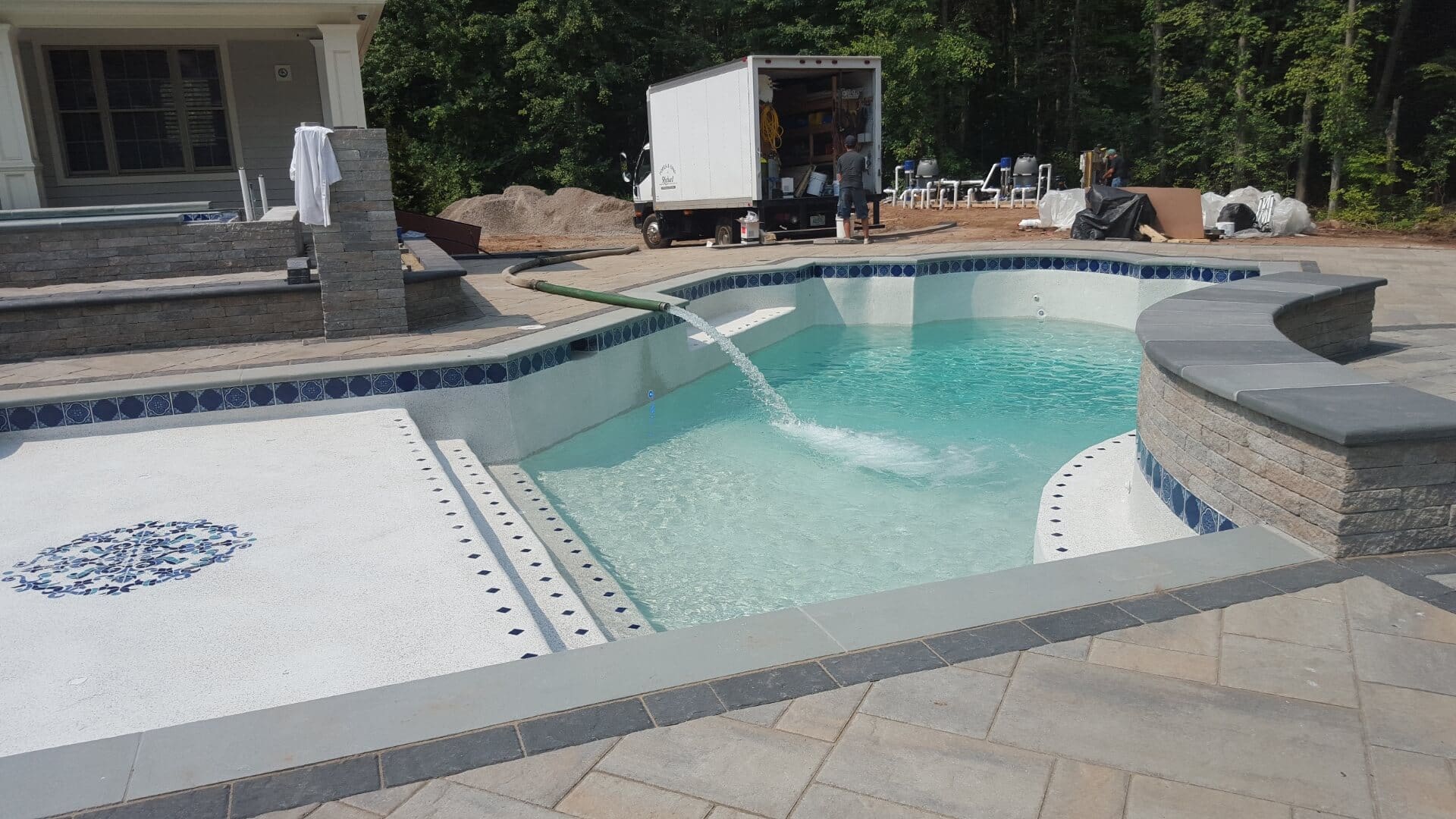 A pool that has been cleaned and is ready for use.